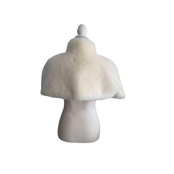 ALBERTO MAKALI Vintage White Synthetic Fur Bolero Shrug Size Small - Picture 6 of 7